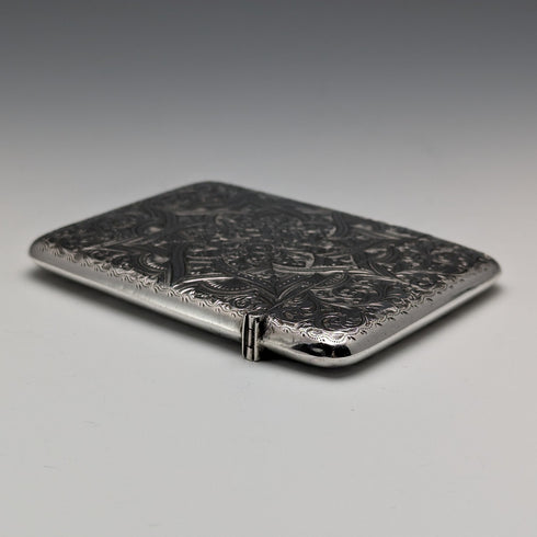 1898 British Antique Sterling Silver Card Case 75g Saunders and Shepherd